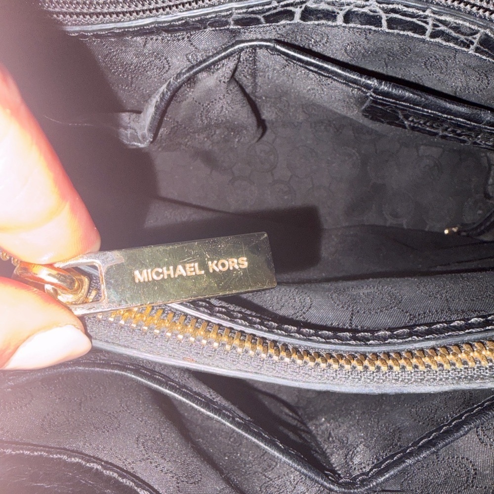 Michael Kors Black Embossed Leather Bag - Picture 10 of 10
